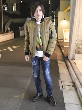 「DSQUARED2（ディースクエアード）のアイテム（ブルゾン）」を使った、KOH'S LICK CURROさん（メンズ・172cm）の冬コーディネート
