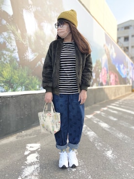 「コート」｜「アイテム（MA-1）」を使った、Lallaさん（レディース・164cm）の冬コーディネート