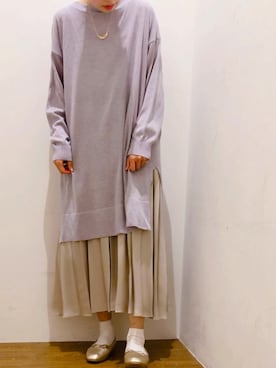 「アイテム（バレエシューズ、ゴールド系）」を使った、ichiさん（レディース・163cm）の春コーディネート