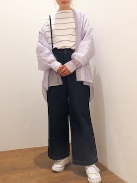 「CRAFT STANDARD BOUTIQUE（クラフトスタンダードブティック）のバックオープンシアーバンドカラーシャツ　＊◇（シャツ/ブラウス）」を使った、ichiさん（レディース・163cm）の春コーディネート