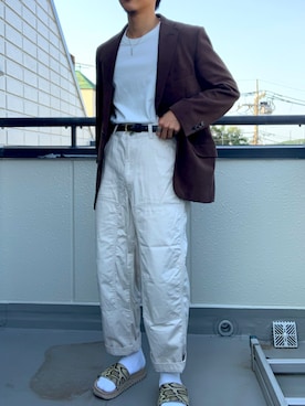 「H&M（エイチ・アンド・エム）のアイテム（サンダル）」を使った、yuchanさん（メンズ・171cm）の春コーディネート