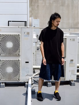 「Yohji Yamamoto（ヨウジヤマモト）のアイテム（トップス）」を使った、トヲルさん（メンズ・180cm）の夏コーディネート