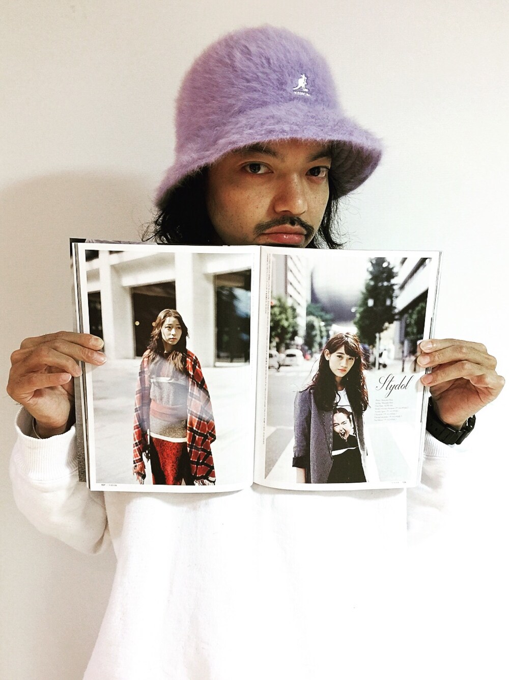 「チームしゃちほこ、アイドル、KANGOL、Canal NewYork、wism、ストリート、ストリートMIX、ストリートカジュアル、ジャミロクワイ、冬コーデ」｜「KANGOLの【KANGOL】Furgora Casual / 【カンゴール】ファーゴラ カジュアル（ハット、パープル系）」を使った、トヲルさん（メンズ・180cm）の秋コーディネートの1枚目の写真