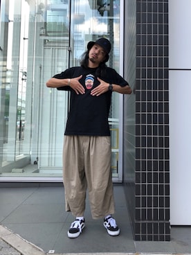 「is-ness（イズネス）のアイテム（パンツ）」を使った、トヲルさん（メンズ・180cm）の夏コーディネート