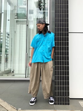 「is-ness（イズネス）のアイテム（パンツ）」を使った、トヲルさん（メンズ・180cm）の夏コーディネート