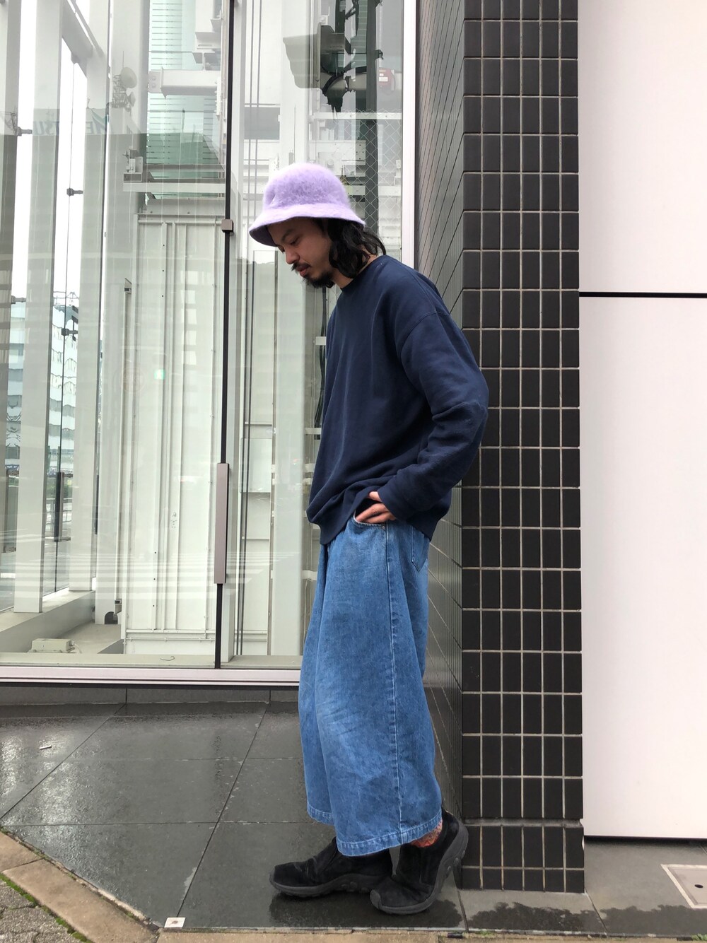 「2018マイベストコーデ、冬コーデ、zozoヒート、ZOZO公認ユーザー、ZOZO、休日スタイル、KANGOL、00◯◯、ビッグシルエット、オーバーサイズ」｜「KANGOLの【KANGOL】Furgora Casual / 【カンゴール】ファーゴラ カジュアル（ハット、パープル系）」を使った、トヲルさん（メンズ・180cm）の冬コーディネートの1枚目の写真