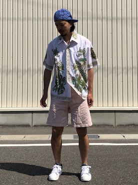 「アロハシャツ」｜トヲルさん（メンズ・180cm）の夏コーディネート