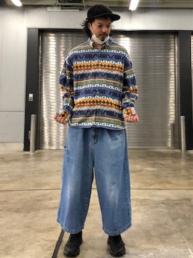 「ネルシャツ」｜「アイテム（ブルー系）」を使った、トヲルさん（メンズ・180cm）の秋コーディネート