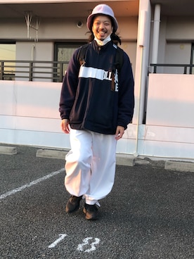 「オーバーサイズ」｜「アイテム（ジャージ）」を使った、トヲルさん（メンズ・180cm）の春コーディネート
