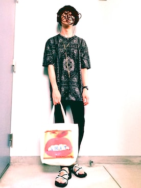 「LAD MUSICIAN（ラッドミュージシャン）のアイテム（サンダル）」を使った、Calimeroさん（メンズ・176cm）の夏コーディネート