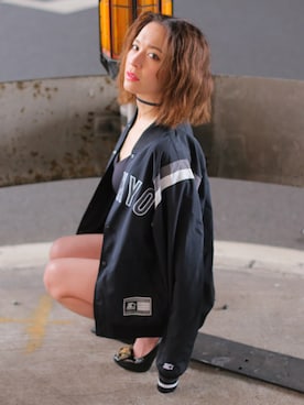 「starter」｜「アイテム（ナイロンジャケット）」を使った、riya matsudaさん（レディース・160cm）の春コーディネート