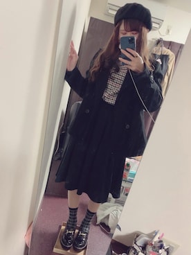 「レトロ」｜「アイテム（ピーコート）」を使った、aqqriさん（レディース・157cm）の冬コーディネート
