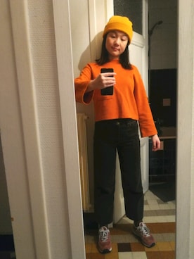 「PULL&BEAR（プルアンドベア）のアイテム（帽子）」を使った、喃妹大哥さん（レディース・163cm）の冬コーディネート