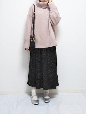 「SVEC（シュベック）のカンフーシューズ kung fu Shoes / ストラップパンプス（バレエシューズ）」を使った、yume さん（レディース・160cm）の冬コーディネート