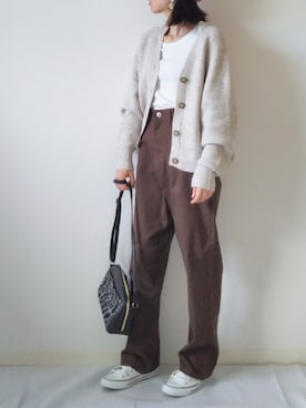 「MODE ROBE（モードローブ）のアイテム（ピアス（両耳用））」を使った、yume さん（レディース・160cm）の秋コーディネート