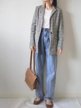 「柄×柄」｜「アイテム（バレエシューズ）」を使った、yume さん（レディース・160cm）の秋コーディネート