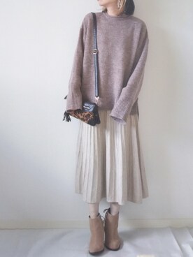 「MODE ROBE（モードローブ）のアイテム（ピアス（両耳用））」を使った、yume さん（レディース・160cm）の秋コーディネート