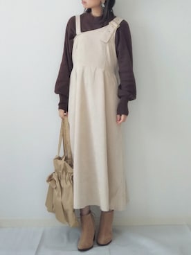 「MODE ROBE（モードローブ）のアイテム（ピアス（両耳用））」を使った、yume さん（レディース・160cm）の秋コーディネート