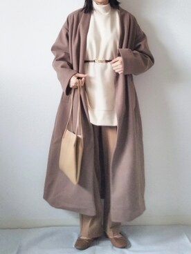 「メルトン」｜「アイテム（ノーカラージャケット）」を使った、yume さん（レディース・160cm）の冬コーディネート