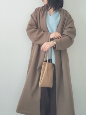 「NOLLEY'S」｜「アイテム（ノーカラージャケット）」を使った、yume さん（レディース・160cm）の冬コーディネート
