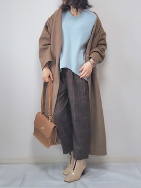 「NOLLEY'S」｜「アイテム（ノーカラージャケット）」を使った、yume さん（レディース・160cm）の冬コーディネート