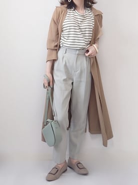 「部屋撮り」｜「アイテム（トレンチコート）」を使った、yume さん（レディース・160cm）の春コーディネート