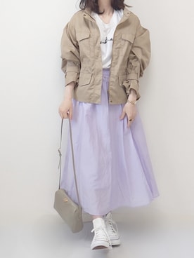 「reca（レカ）のアイテム（ミリタリージャケット）」を使った、yume さん（レディース・160cm）の春コーディネート
