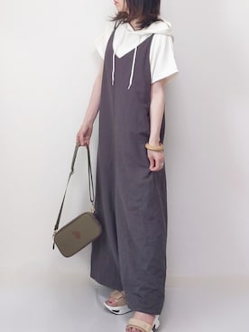 「ABITOKYO（アビトーキョー）のアイテム（オールインワン・サロペット）」を使った、yume さん（レディース・160cm）の夏コーディネート