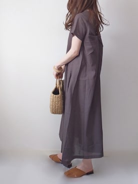 「Honeys（ハニーズ）のアイテム（かごバッグ）」を使った、yume さん（レディース・160cm）の夏コーディネート