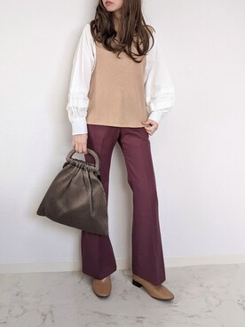 「florist」｜「アイテム（スラックス）」を使った、yume さん（レディース・160cm）の秋コーディネート