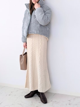 「ECRIRE（エクリール）のアイテム（その他アウター）」を使った、yume さん（レディース・160cm）の冬コーディネート