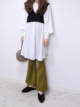 「ap retro（アプレトロ）の刺繍デザインニットビスチェベスト【ZOZO限定アイテム】（ベスト）」を使った、yume さん（レディース・160cm）の冬コーディネート