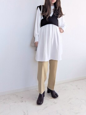 「ap retro（アプレトロ）の刺繍デザインニットビスチェベスト【ZOZO限定アイテム】（ベスト）」を使った、yume さん（レディース・160cm）の冬コーディネート