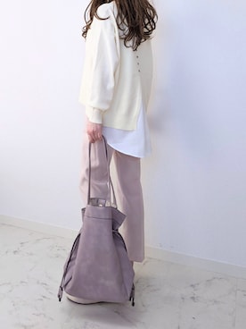 「RODE SKO」｜「アイテム（スラックス）」を使った、yume さん（レディース・160cm）の冬コーディネート