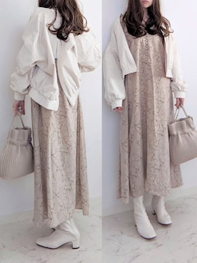 「Honeys」｜「アイテム（ブルゾン）」を使った、yume さん（レディース・160cm）の冬コーディネート