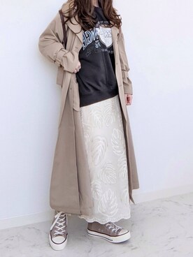 「ap retro（アプレトロ）のアイテム（トレンチコート）」を使った、yume さん（レディース・160cm）の冬コーディネート