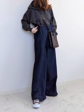 「EMMA  CLOTHES」｜「アイテム（オールインワン・サロペット）」を使った、yume さん（レディース・160cm）の冬コーディネート