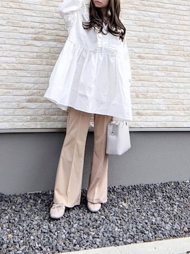 「春めきシューズ」｜「アイテム（チュニック）」を使った、yume さん（レディース・160cm）の春コーディネート