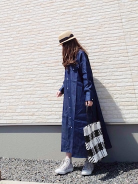 「polcadot」｜「アイテム（シャツワンピース）」を使った、yume さん（レディース・160cm）の春コーディネート
