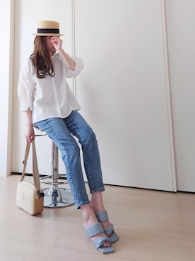 「something_jean」｜「アイテム（帽子）」を使った、yume さん（レディース・160cm）の春コーディネート