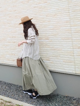 「アイテム（ハット、ブラウン系）」を使った、yume さん（レディース・160cm）の春コーディネート