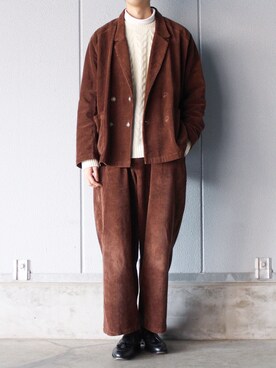 「MONO-MART（モノマート）のオーバーサイズアラン編みクルーネックケーブルニットセーター（ニット/セーター）」を使った、Ryuさん（メンズ・183cm）の秋コーディネート