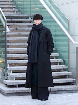 「ガウン」｜「アイテム（トレンチコート）」を使った、Ryuさん（メンズ・183cm）の冬コーディネート