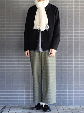 「Graphpaper（グラフペーパー）のアイテム（Tシャツ/カットソー）」を使った、Ryuさん（メンズ・183cm）の冬コーディネート