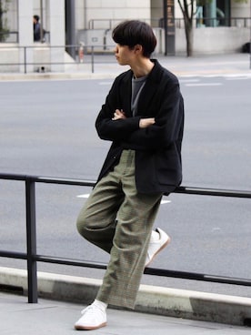 「Graphpaper（グラフペーパー）のアイテム（Tシャツ/カットソー）」を使った、Ryuさん（メンズ・183cm）の春コーディネート