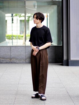 「marka（マーカ）のアイテム（スラックス）」を使った、Ryuさん（メンズ・183cm）の夏コーディネート