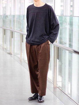 「marka（マーカ）のアイテム（スラックス）」を使った、Ryuさん（メンズ・183cm）の秋コーディネート
