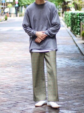 「Graphpaper（グラフペーパー）のアイテム（Tシャツ/カットソー）」を使った、Ryuさん（メンズ・183cm）の秋コーディネート