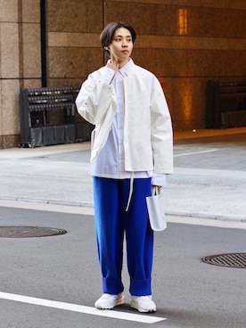 「ノーカラージャケット」｜Ryuさん（メンズ・183cm）の冬コーディネート