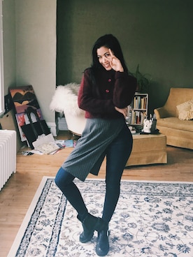 「Guess（ゲス）のアイテム（キャミソール）」を使った、denecy zamora さん（レディース・157cm）の冬コーディネート